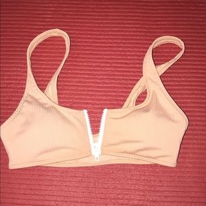 Tan zip up bathing suit top from forever 22